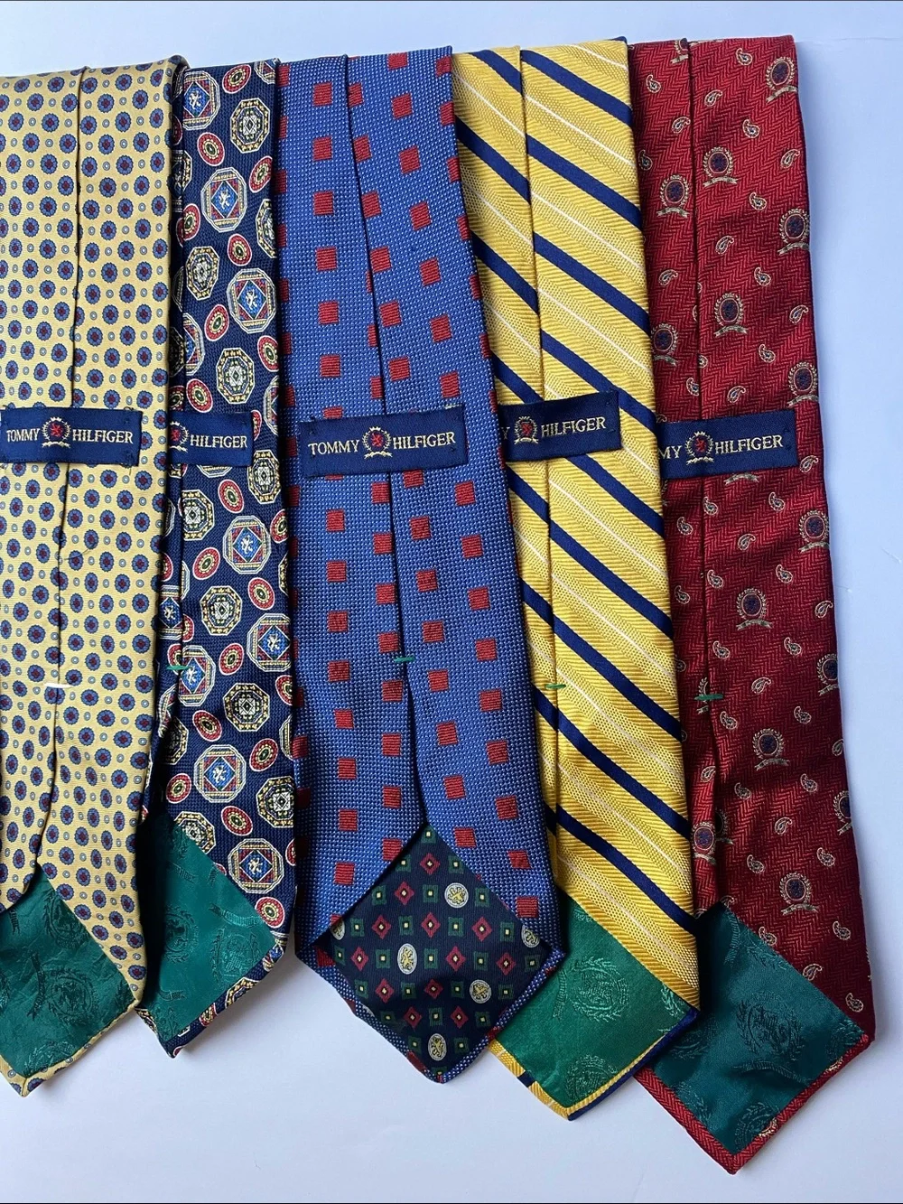 Vintage Tommy Hilfiger Men's Tie Bundle (7) - Blue, Red, Yellow, Maroon